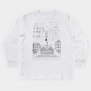 Dublin Ireland Vintage Hand Drawn City Sketch Kids Long Sleeve T-Shirt